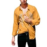 LiuPinp Hemden Herren Langarm Bequeme Slim Fit Moderne Regular Fit Basic Herren Freizeithemden Hochzeit Party Klassisch Business Casual Herren Hemden Mit Knöpfen B-Yellow L
