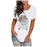 Frauen Sommer Casual T-Shirt Tops Traumfänger Druck Kurzarm Loose Fit T-Shirt 2022 Dressy Tunika T-Shirt Geschenk