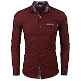 Mi Manchi Herrenhemden Langarm Business Regular Fit Hochzeit Arbeit Herren Business Kariertes Hemd Langarm Slim Fit Lässiges Button-Down-Hemd Herren Langarm Herbst und Winter High-End-H