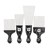 Afro Kamm Metall, Anself4 Stück Fingerstyler Pick Kamm Frisur Styling Tool, Strähnenkamm Lockenkamm, Natur-Locken, Dauerwelle, S