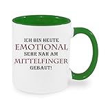 Creativ Deluxe Ich Bin Heute emotional sehr nah am Mittelfinger gebaut - Kaffeetasse mit Motiv, Bedruckte Tasse mit Sprüchen oder Bildern - auch individuelle Gestaltung nach Kundenw