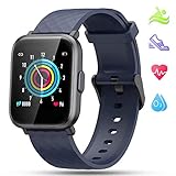 LIDOFIGO Herren Fitnessuhr Touchscreen IP68 wasserdichte Sportuhr Fitness Tracker mit Stoppuhr Schlafüberwachung Kompass Schrittzähler Smartwatch Android B