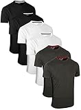 FULL TIME SPORTS 6 Pack Kohle Weiß Schwarz Rundhals Tech T-Shirts (2) XX-Larg