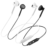 FITOYA Bluetooth-Funkkopfhörer, wasserdichte IPX5-Sportkopfhörer, 10 Stunden Bass-Stereo-Magnetkopfhörer zum Joggen/Laufen, In-Ear-Kopfhörer mit hochauflösenden Mikrofonen (2 schwarz)