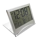 LACHUMU Wecker Digital LCD Wetterstation Faltbare Datum Desktop Temperatur Reise Wecker Digital Nachttisch Wecker für Schw