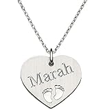 Silber Kette & Anhänger Babyfuß Herz mit eigener Gravur/echt Silber 925 / Geschenk zur Geburt/Taufe/Gravur auch auf Rück