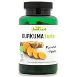 dreikraut - Kurkuma Forte Bio, Curcumin 95% + Kurkuma + Piperin, 160 vegane Kapseln, Deutsche Herstellung, frei von Z