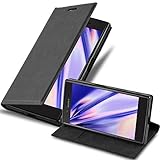 Cadorabo Hülle für Sony Xperia X Compact in Nacht SCHWARZ - Handyhülle mit Magnetverschluss, Standfunktion und Kartenfach - Case Cover Schutzhülle Etui Tasche Book Klapp Sty