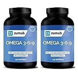 2x Zumub Omega-3-6-9 | 120 Kapseln je Behälter (insg. 240 Stück) | hochdosiert | mit Leinsamenöl Fischöl Sonnenblumenkernöl EPA DHA Vitamin E | Nahrungsergänzungsmittel (2er Pack)