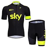 Gutsbox Herren Radtrikot Set, Herren Fahrradbekleidung Fahrradtrikot Kurzarm + Radhose Schnelltrocknend Atmungsaktives mit 6D Sitzpolster für Fahrrad Rennrad MTB