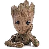 Baby Groot Blumentopf Figur - Übertopf Groß Aquarium Deko Figur Holz-Optik Stiftehalter - I