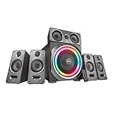 Trust GXT 698 Torro Dolby Digital 5.1 Sound System (Lautsprecher Set mit 180W Surround Sound, RGB Beleuchtung, Fernbedienung, Audio-Eingänge für PC, PS4, Xbox One und TV)