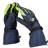 JTENG Männer Skihandschuhe, 3M Thinsulate Winterhandschuhe, Skihandschuhe Herren, warm wassserdicht Winddic (Blau-Grün, L)