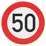 ORIGINAL Verkehrzeichen 50 KM/H Schild Nr. 274-55 Verkehrsschild Straßenschild Straßenzeichen Metall auch Gebutrtstagschild zum 50. Geburtstag als 50km Geburtstagsschild 42 cm Metall mit Folie-Typ1