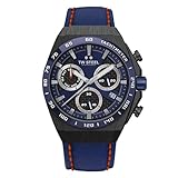 TW Steel CEO Tech Herren 44mm Quarzuhr mit blauem Zifferblatt blauem Lederarmband und Datumskalender CE4072