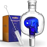 DFESKAH Shisha Molassefänger Totenkopf, Hookah 18/8 Schliff Molassefänger aus Glas, Universal Zubehör geeignet für meiste Wasserpfeife, Vorkühler-Aufsatz Skull mehr Durchzug und saubere Shisha(Blau)