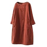 Urban Casual Damen Rundhals A-Linie Rock Halbarm Kleid Lock