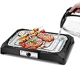 Aigostar Tischgrill Elektrisch, Barbecue Elektrogrill 2000W, 41 x 24 cm Grillfläche, Smokeless Elektrischer Grill, BBQ Grill für Balkon Indoor Party, Schw