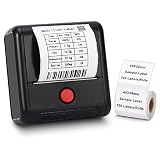 Memoking M200 Etikettendrucker für Handy - M110 Aktualisierte Version Bluetooth Thermo Etikettendrucker für Barcode, Essen, Unternehmen, für 20-80mm Etiketten, Kompatibel mit Android und iOS - Schw