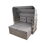 Green Spirit - Sonneninsel Long Island - Grau, Polyrattan, für 4 Personen, mit Faltdach, variabel einsetzbar - Gartensofa mit Dach und Bank