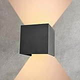 Serra Wandleuchte Innen 12W, Außenleuchte Wandlampe - Wasserdicht IP65 LED Aussenbeleuchtung - Wandbeleuchtung 3000K Warmweiß, Dunkelgraue Aluminium, Einstellbarer L