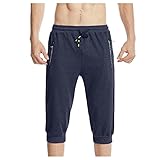 YKJATS Herren-Laufhose, kurze Hose, Taschen, Reißverschluss, mit Sport, atmungsaktiv, Herrenhose, blau, XXL