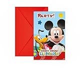 Procos 81513 - Einladungen Playful Mickey, 6 Stück mit Umschlag, Größe 14,5 x 9,5 cm, Kinder-Geburtstag, Mottoparty,