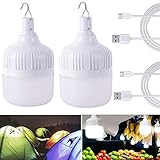 2 Stück USB LED Glühbirne, 50W Tragbar USB LED Light camping Lampe, USB Beleuchtung Taschenlamp Birne für Camping Wandern Angeln G