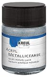 Kreul 77572 - Acryl Metallicfarbe, 50 ml Glas in silber, glamouröse Acrylfarbe mit Metalliceffekt auf Wasserbasis, cremig deckend, schnelltrocknend und w