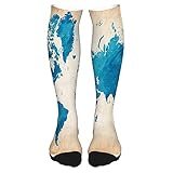 NC Artistic Vintage World Map with Watercolor Brushstrokes on Old Backdrop Fahrradsocken Quarter für Herren & Damen, Radsocken, Bike Socken, Cycling Socks, Rennrad, Mountainbiking, Spinning