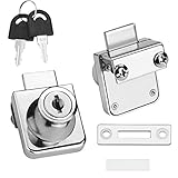 SNAGAROG 2 Stück Glasschrankschloss Einzelnes Glastürschloss Cam Lock Schrankschloss Glasvitrineschloss Möbelschloss Glastüren Sicherheitsschloss mit 4 Schlüssel für Türschrank Schlüssel V