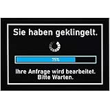 MoonWorks® Fußmatte mit Spruch lustig Sie haben geklingelt Ihre Anfrage Wird bearbeitet Loading rutschfest & waschbar schwarz 60x40