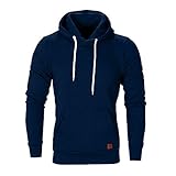 Dressin Herren Einfarbig Basic Kapuzenpullover Lange Ärmel Sweatjacke mit Kapuze Slim Fit Pullover Casual Hoodie Herbst Winter Sweatshirt mit Tasche und Kordelzug