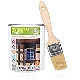 LIXUM Pro Biologische Fachwerk Lasur, Farbe:Schwarz 0.62, Inhalt:1000 ml (ca.30m²), inkl. Zubehör: