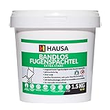 HAUSA Fertigspachtel Reparatur Spachtel Masse 1.5 kg extra stark Gips Füll Rissen Trockenbau Spachtelgips Gipsspachtel Flächenspachtel Fein Spachtel Masse Glätt Flächen Fü