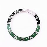 NGHSDO Uhr ​Lünette 38mm Keramik Lünette Uhr Gesichtsuhr Ersatz Automatisches Bewegungszubehör geeignet Armbanduhr Lünette (Color : Black and Green)