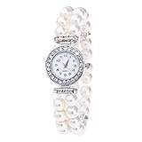 Armbanduhr Damen Uhren Schmuck Quarzuhr Analog Edelstahlarmband Muttertagsgeschenk Geburtstagsgeschenk Mode Frauen Mädchen Mode Frauen Casual Pearl String Uhr Armband Quarz Armb