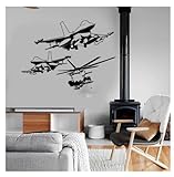 Wall Stickers mural Flugzeug Armee Abnehmbare Kunstaufkleber Wandbild DIY, Vinyltapete für Kinderzimmer, Wohnkultur Poster 58x42