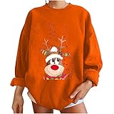 Komiseup Oversize Pullover Damen Rudolph Rentier-Druck Weihnachtspullover Damen Christmas Langarmshirt Lose Sweatshirt Rundhalspullover Teenager Madchen Winterpullover Pulli Jump