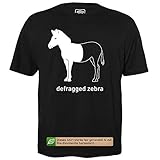 Defragged Zebra - Herren T-Shirt für Geeks mit Spruch Motiv aus Bio-Baumwolle Kurzarm Rundhals Ausschnitt, Größe XXXXL