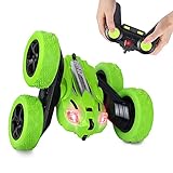 SGOTA RC Stunt Auto - 2.4GHz 4WD Ferngesteuertes Auto für Kinder, Doppelseitiges Rotierendes Taumeln Fahrzeug, Wiederaufladbar Radio Ferngesteuerter Buggy Auto RC Auto mit Scheinwerfern (Grün)…