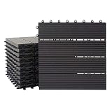 Mendler WPC Bodenfliese Rhone, Holzoptik Balkon/Terrasse, 11x je 30x30cm = 1qm linear - Basis,