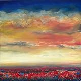 Kunstdruck auf Leinwand, Motiv Mohnblumen am Morgen, 20 x 20