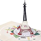 papercrush® Pop-Up Karte Paris Eiffelturm - Besonderer Gutschein für Paris Reise, Romantische Geschenkkarte zum Geburtstag oder Hochzeitstag - Handgemachte Geburtstagskarte mit Frankreich M