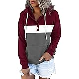 Blusen für Frauen UK Verkauf Clearance Damen Kapuzenpullover Druck Langarm Sweatshirt Casual Bluse Pullover Tops Damen Tops Langarm T Shirts Casaul Tee Pullover Sweatshirt, E-Rot, X-Larg