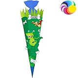 alles-meine.de GmbH Bastelset - Schultüte _ Farbe & Größe wählbar _ 70 / 85 / 100 cm - Dino - Dinosaurier - inkl. Name Bastelschultüte - Zuckertüte zum selber B
