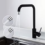 HOMELODY mischbatterie küche schwarz mit 2 Strahlen 360° drehbar Armatur Küche wasserhahn kü