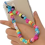 Urhause Beads Phone Chain Perlen Telefonkette Holzperlen Handykette DIY Smartphone Teile Dekoration Handy-Charm-Riemen mit Smileys Herzen Sterne Buchstaben für Kameras MP3 U-Disk Schlüsselanhänger Mp4