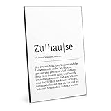 ARTFAVES® Holzbild - Worterklärung / Definition: Zuhause | schwarz-weiss Deko Wandbild als Geschenk | Holzschild mit Spruch zum Thema Familie / Zuhause / Lieb