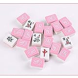 Linjolly Ausgezeichnete Textur Mini 28mm Mahjong Mahjong Set Versammlung Party Spiel Traditionelles Spiel mit Mini Tisch Unterhaltung Mini Mahjong (Color : Pink, Size : 28mm)
